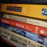 Reference books in a stack