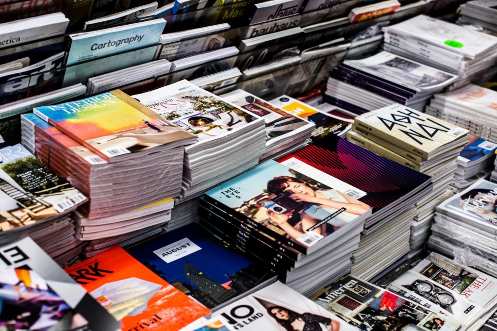 stack of magazines for sale